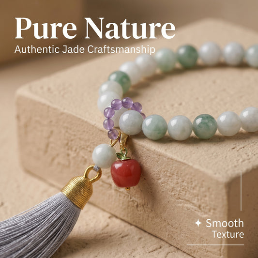 Tianshan Jade Mala Style Bracelet for Women, Natural Stone Bead Wrist Jewelry with Polished Beads, Nature Inspired Style for Daily Outfits, Meditation, Layering, and Gift Styling