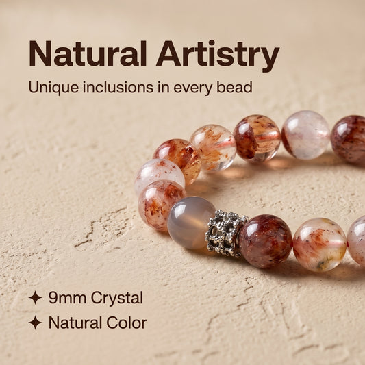 Koi Flower Agate Beaded Bracelet for Women, Natural Stone Bead Wrist Jewelry with Polished Beads, Natural Polished Style for Daily Outfits, Meditation, Layering, and Gift Styling