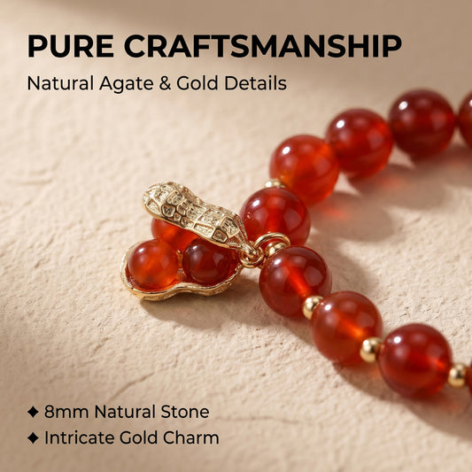 Koi Agate Beaded Bracelet for Women, Natural Stone Bead Wrist Jewelry with Polished Beads, Natural Polished Style for Daily Outfits, Meditation, Layering, and Gift Styling