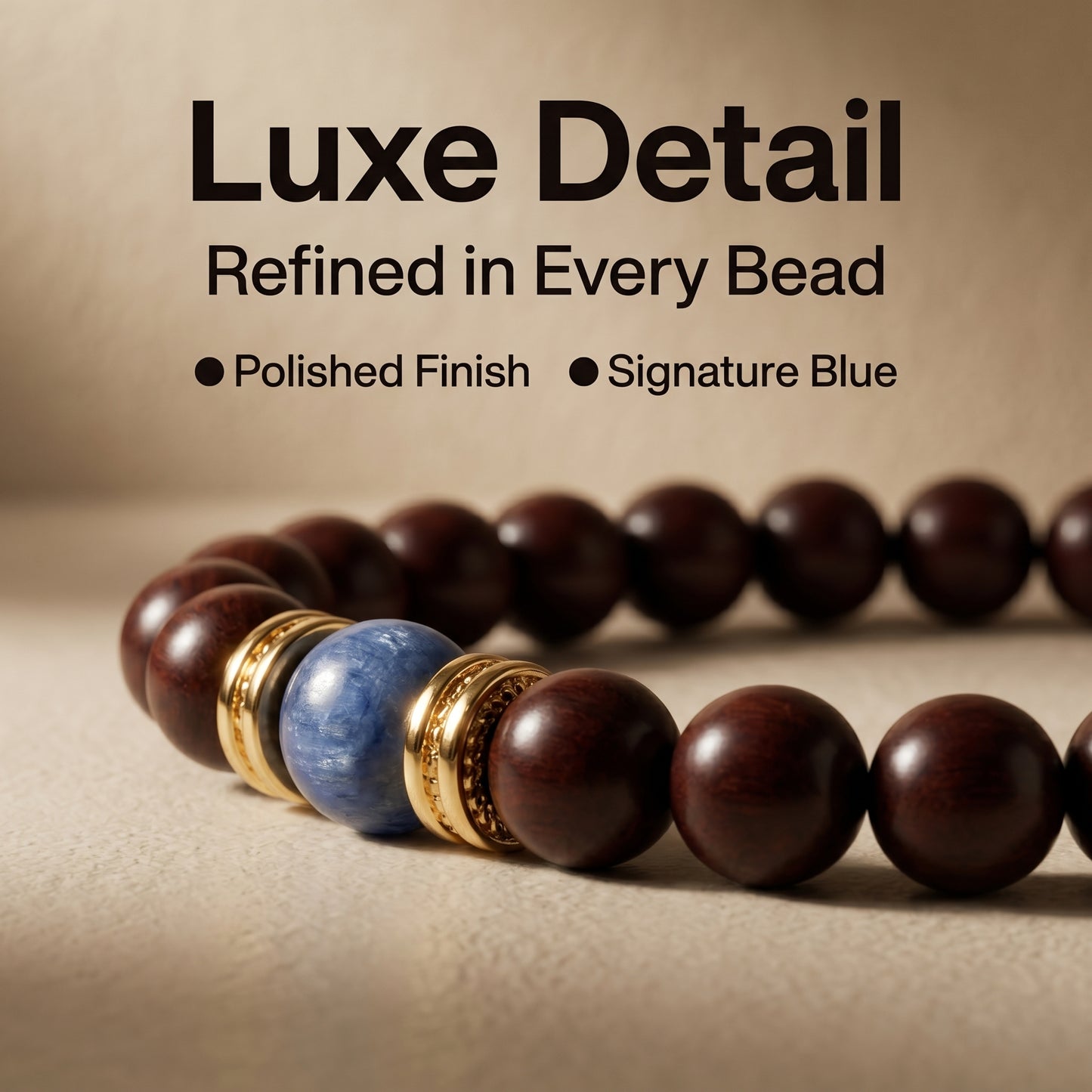 Rosewood and Kyanite Beaded Bracelet for Men and Women, Natural Wood and Stone Wrist Jewelry with Polished Beads, Earthy Minimalist Style for Daily Outfits, Meditation, Layering, and Gift Styling