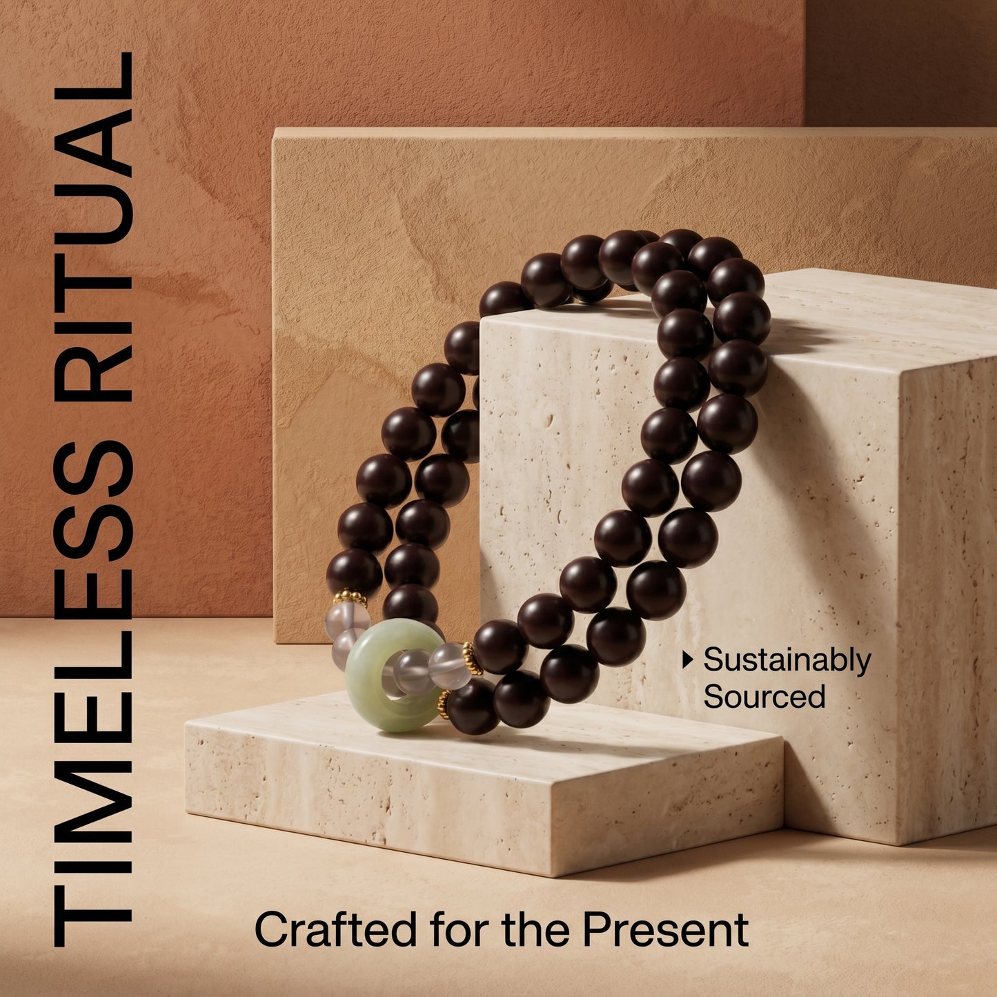 Red Sandalwood Beaded Bracelet for Men and Women, Natural Wood Bead Wrist Jewelry with Polished Beads, Earthy Minimalist Style for Daily Outfits, Meditation, Layering, and Gift Styling