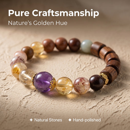 Honey Yellow Crystal Beaded Bracelet for Women, Natural Crystal Stone Wrist Jewelry with Polished Beads, Golden Polished Style for Daily Outfits, Meditation, Layering, and Gift Styling