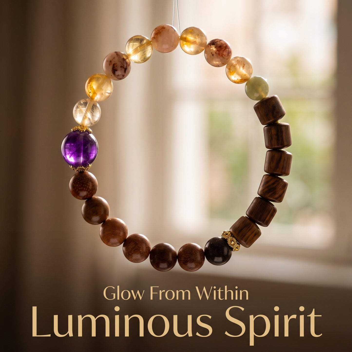 Honey Yellow Crystal Beaded Bracelet for Women, Natural Crystal Stone Wrist Jewelry with Polished Beads, Golden Polished Style for Daily Outfits, Meditation, Layering, and Gift Styling