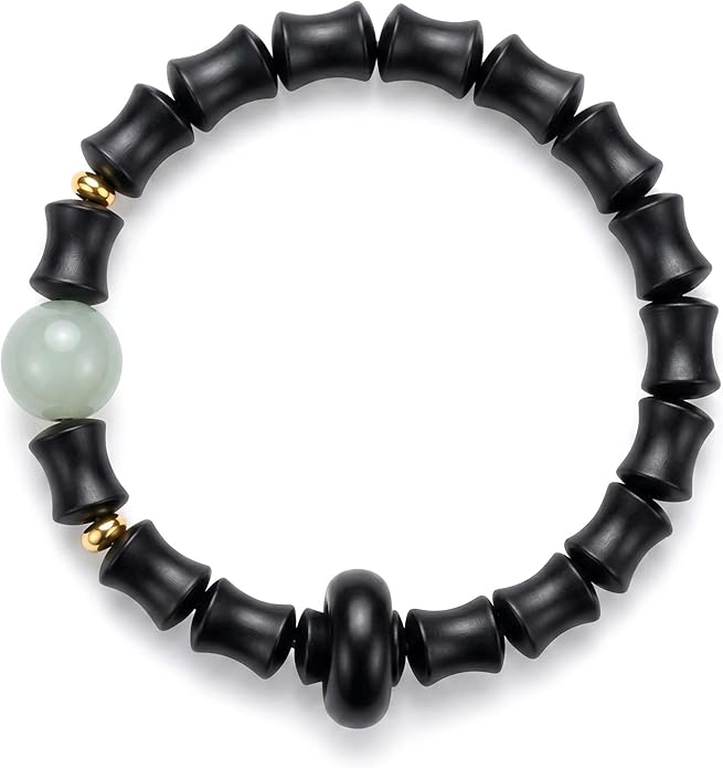 jamow Natural Wood Beaded Bracelet for Men and Women