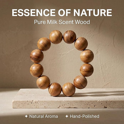 jamow Milky Scent Wood Round Bead Bracelet for Mindful Dressers, Warm Brown Wrist Jewelry with Round Bead Profile for Birthday Tables, Personal Altar Warmth, Layered Outfits, Meditation