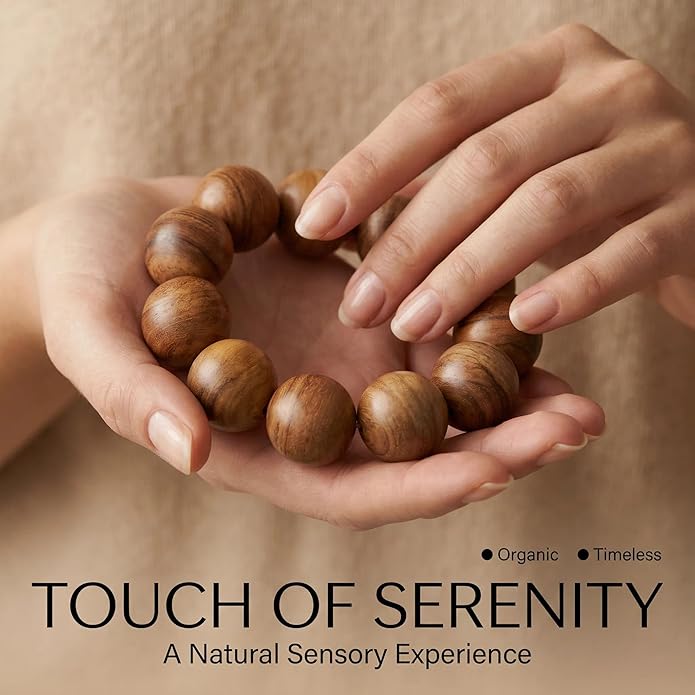 jamow Milky Scent Wood Round Bead Bracelet for Mindful Dressers, Warm Brown Wrist Jewelry with Round Bead Profile for Birthday Tables, Personal Altar Warmth, Layered Outfits, Meditation