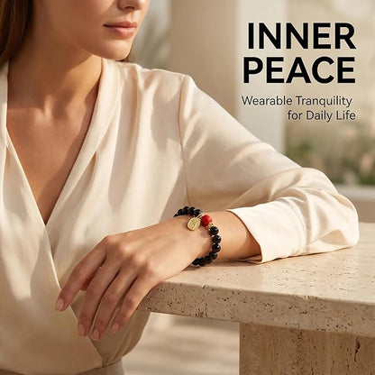 jamow Sandalwood Beaded Bracelet for Gift Seekers, Warm Brown Wrist Jewelry with Subtle Accent Bead Layout for Quiet Sitting, Simple Travel Outfit, Meditation, and Meaningful Gifting