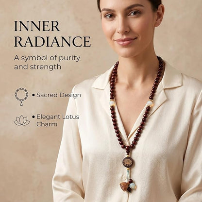 jamow Blood Sandalwood Prayer Bead Strand for Meditation and Prayer, Warm Brown Tactile Beads with Gold Flecked Grain for Tea Breaks, Mindful Desk Reset, Yoga Practice, and Quiet Reflection