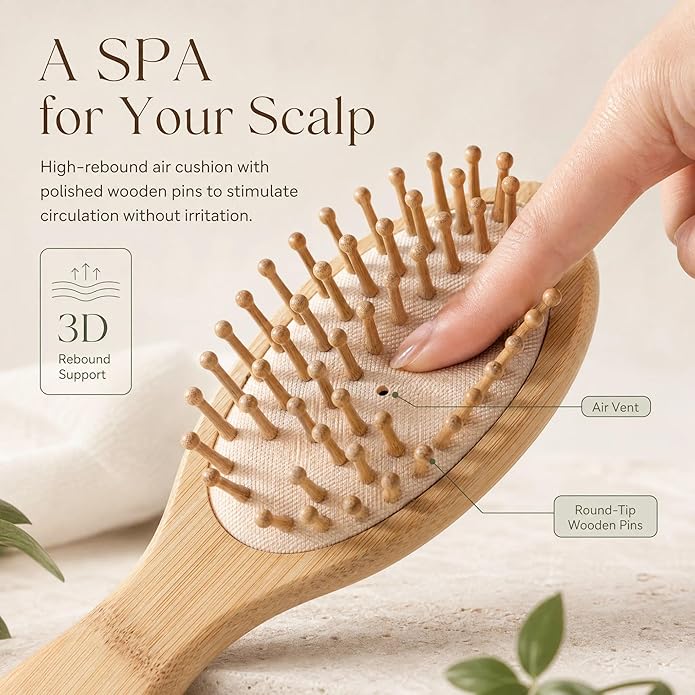 jamow Nanmu Wood Hair Comb – Lightweight Natural Wood with Soft Grain for Daily Grooming, Scalp Massage, Vanity Styling, Relaxation, and Thoughtful Gift