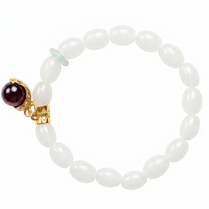 Quartz Jade Beaded Bracelet for Women, Natural Crystal Stone Wrist Jewelry with Polished Beads, Natural Polished Style for Daily Outfits, Meditation, Layering, and Gift Styling