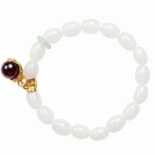 Quartz Jade Beaded Bracelet for Women, Natural Crystal Stone Wrist Jewelry with Polished Beads, Natural Polished Style for Daily Outfits, Meditation, Layering, and Gift Styling