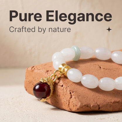 Quartz Jade Beaded Bracelet for Women, Natural Crystal Stone Wrist Jewelry with Polished Beads, Natural Polished Style for Daily Outfits, Meditation, Layering, and Gift Styling