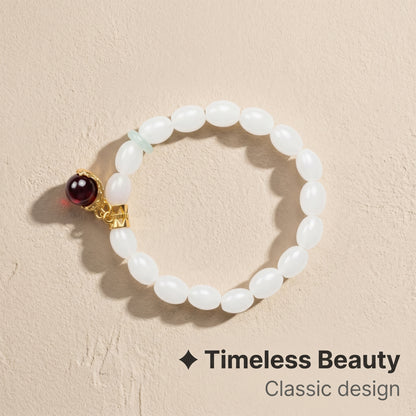 Quartz Jade Beaded Bracelet for Women, Natural Crystal Stone Wrist Jewelry with Polished Beads, Natural Polished Style for Daily Outfits, Meditation, Layering, and Gift Styling