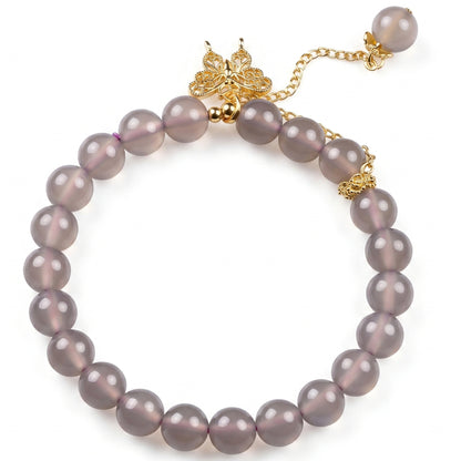 Smoky Agate Beaded Bracelet for Women, Natural Stone Bead Wrist Jewelry with Polished Beads, Modern Grounded Style for Daily Outfits, Meditation, Layering, and Gift Styling