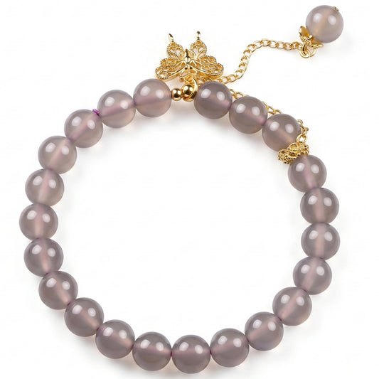 Smoky Agate Beaded Bracelet for Women, Natural Stone Bead Wrist Jewelry with Polished Beads, Modern Grounded Style for Daily Outfits, Meditation, Layering, and Gift Styling