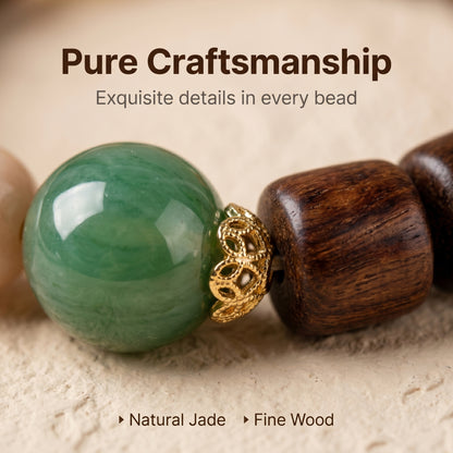 Pastel Golden Silk Jade Beaded Bracelet for Women, Natural Stone Bead Wrist Jewelry with Polished Beads, Natural Polished Style for Daily Outfits, Meditation, Layering, and Gift Styling
