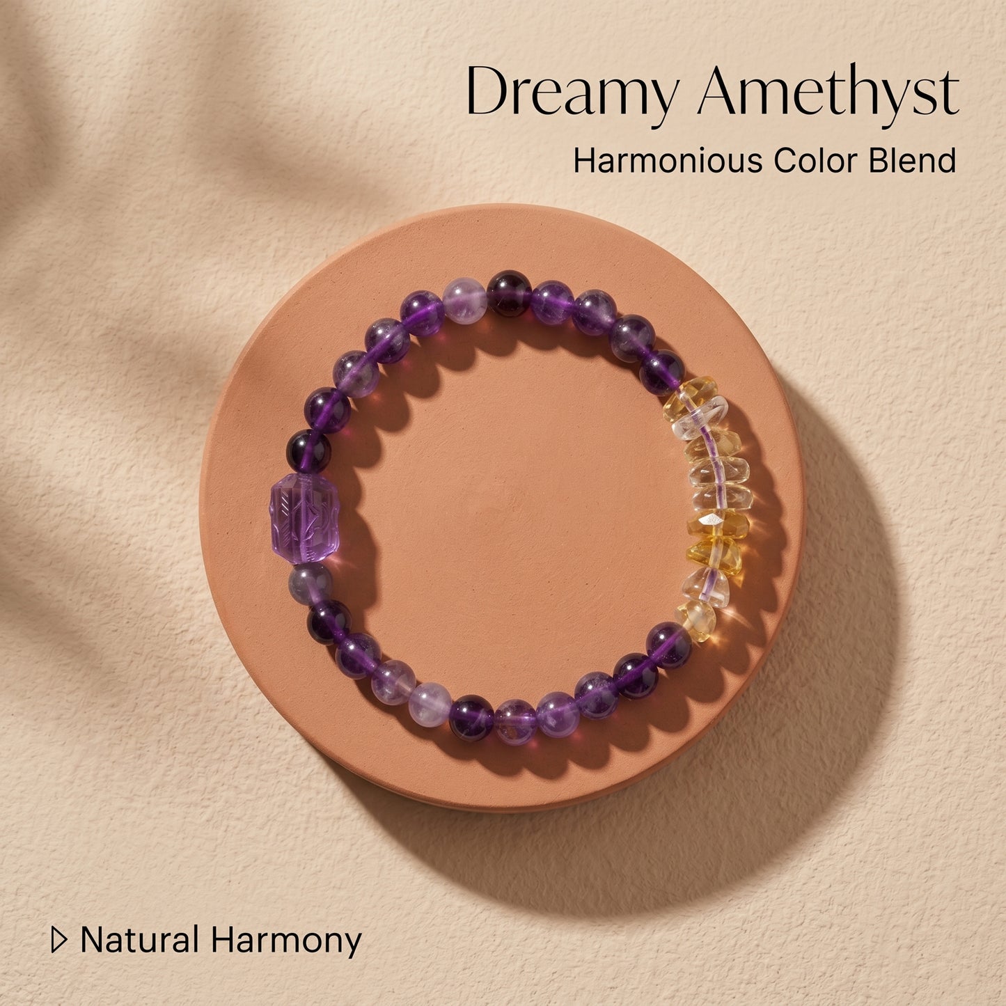 Dream Amethyst Beaded Bracelet for Women, Natural Crystal Stone Wrist Jewelry with Polished Beads, Serene Violet Style for Daily Outfits, Meditation, Layering, and Gift Styling