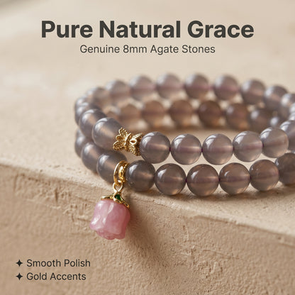 Smoky Agate Double Wrap Bracelet for Women, Natural Stone Bead Wrist Jewelry with Polished Beads, Modern Grounded Style for Daily Outfits, Meditation, Layering, and Gift Styling