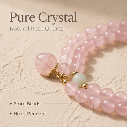 Rose Quartz Double Wrap Bracelet for Women, Natural Crystal Stone Wrist Jewelry with Polished Beads, Romantic Crystal Style for Daily Outfits, Meditation, Layering, and Gift Styling
