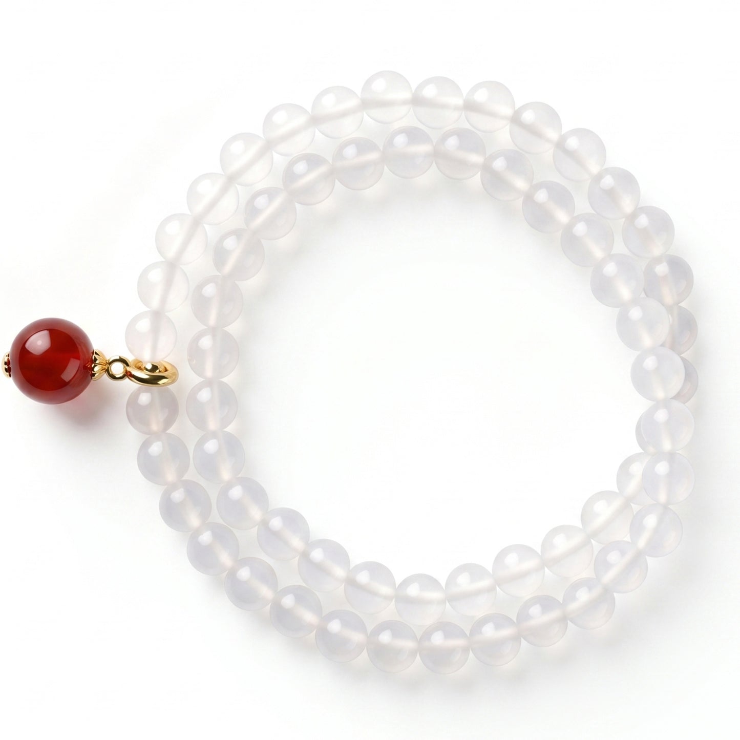 White Agate Double Wrap Bracelet for Women, Natural Stone Bead Wrist Jewelry with Polished Beads, Soft Neutral Style for Daily Outfits, Meditation, Layering, and Gift Styling