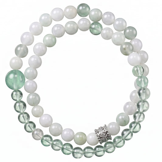 Green Fluorite Double Wrap Bracelet for Women, Natural Stone Bead Wrist Jewelry with Polished Beads, Nature Inspired Style for Daily Outfits, Meditation, Layering, and Gift Styling