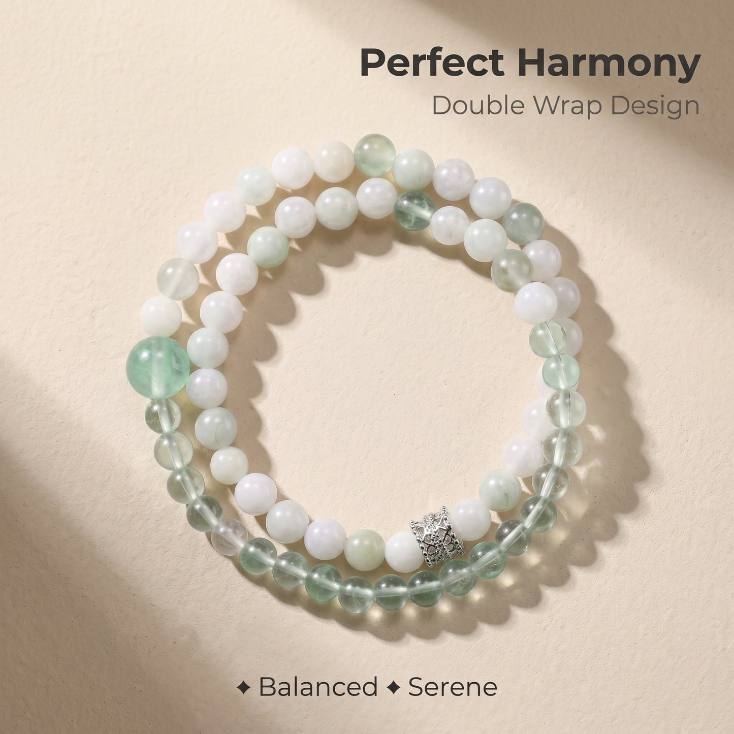 Green Fluorite Double Wrap Bracelet for Women, Natural Stone Bead Wrist Jewelry with Polished Beads, Nature Inspired Style for Daily Outfits, Meditation, Layering, and Gift Styling