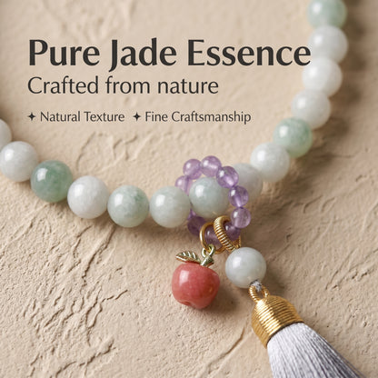 Tianshan Jade Mala Style Bracelet for Women, Natural Stone Bead Wrist Jewelry with Polished Beads, Nature Inspired Style for Daily Outfits, Meditation, Layering, and Gift Styling