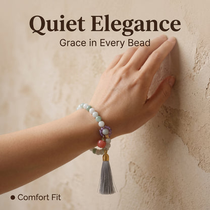 Tianshan Jade Mala Style Bracelet for Women, Natural Stone Bead Wrist Jewelry with Polished Beads, Nature Inspired Style for Daily Outfits, Meditation, Layering, and Gift Styling
