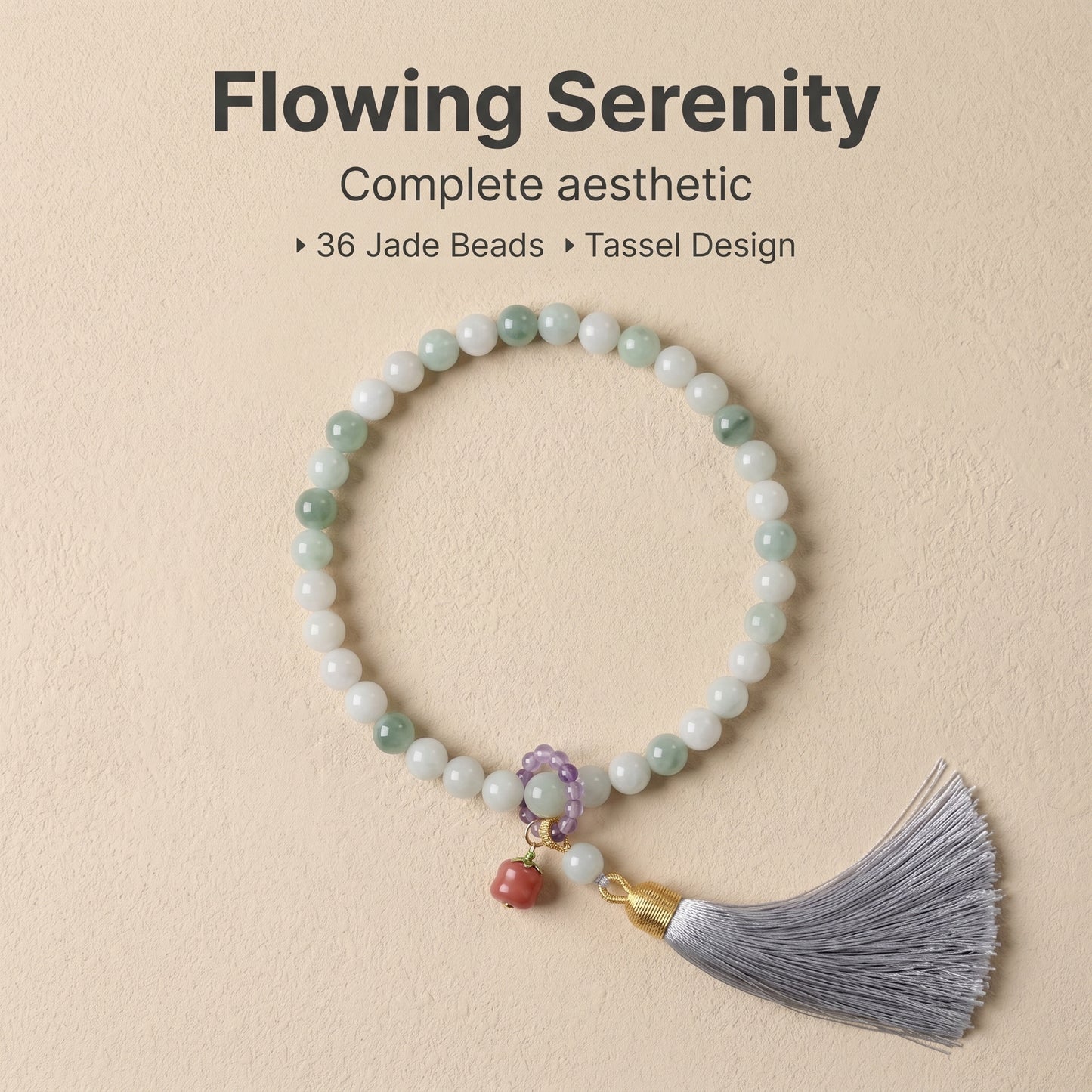 Tianshan Jade Mala Style Bracelet for Women, Natural Stone Bead Wrist Jewelry with Polished Beads, Nature Inspired Style for Daily Outfits, Meditation, Layering, and Gift Styling