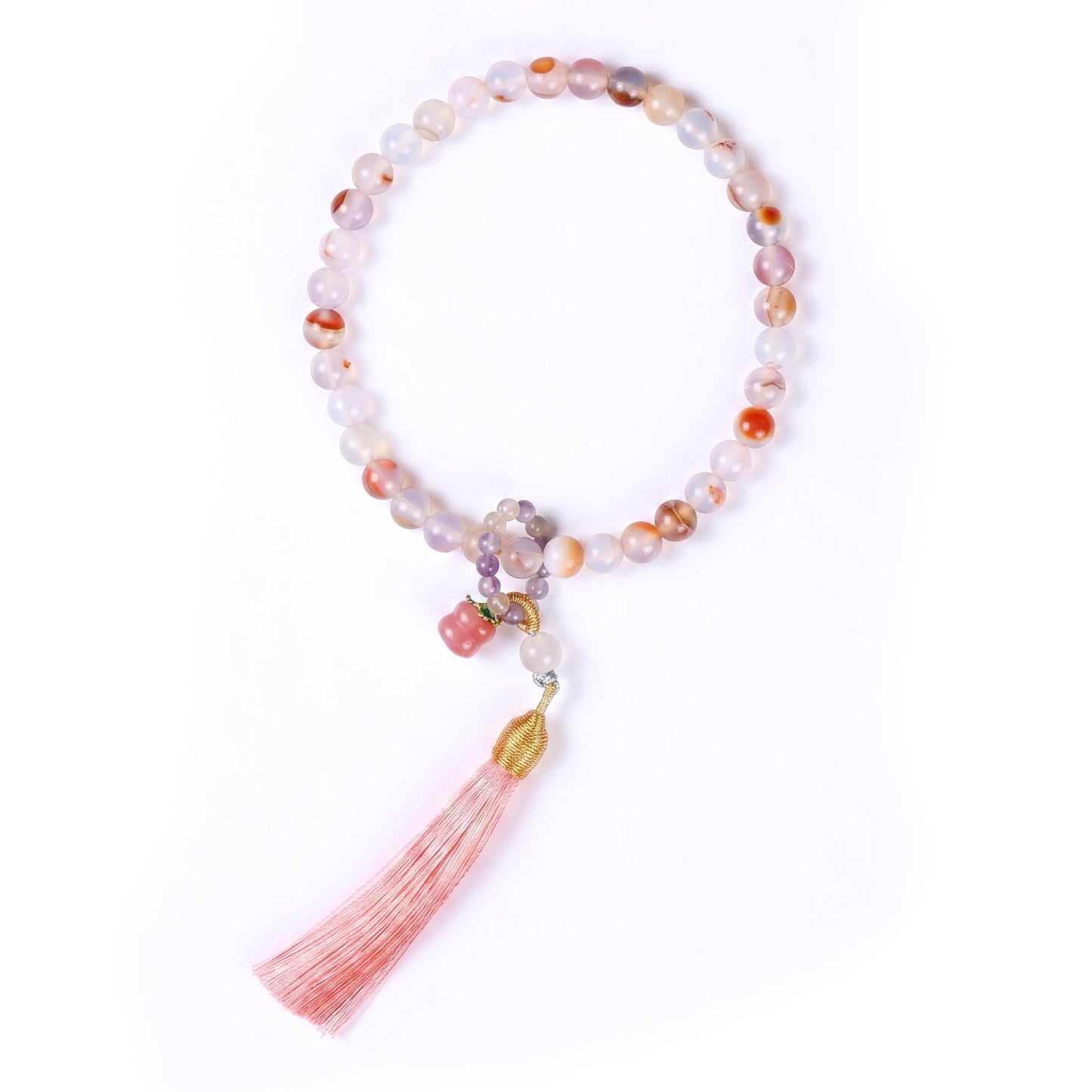 Icy Agate Mala Style Bracelet for Women, Natural Stone Bead Wrist Jewelry with Polished Beads, Natural Polished Style for Daily Outfits, Meditation, Layering, and Gift Styling