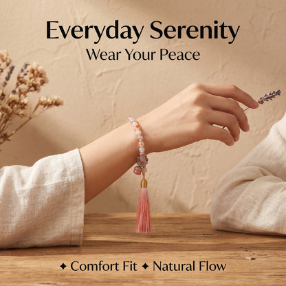 Icy Agate Mala Style Bracelet for Women, Natural Stone Bead Wrist Jewelry with Polished Beads, Natural Polished Style for Daily Outfits, Meditation, Layering, and Gift Styling