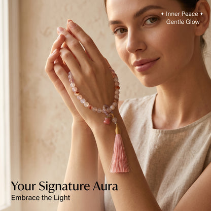 Icy Agate Mala Style Bracelet for Women, Natural Stone Bead Wrist Jewelry with Polished Beads, Natural Polished Style for Daily Outfits, Meditation, Layering, and Gift Styling