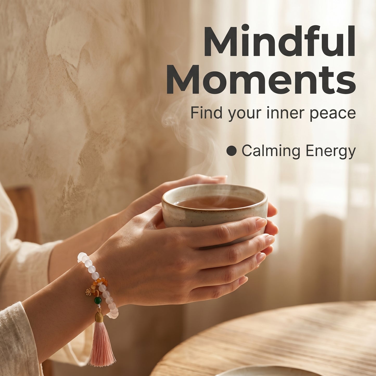 White Agate Mala Style Bracelet for Women, Natural Stone Bead Wrist Jewelry with Polished Beads, Soft Neutral Style for Daily Outfits, Meditation, Layering, and Gift Styling