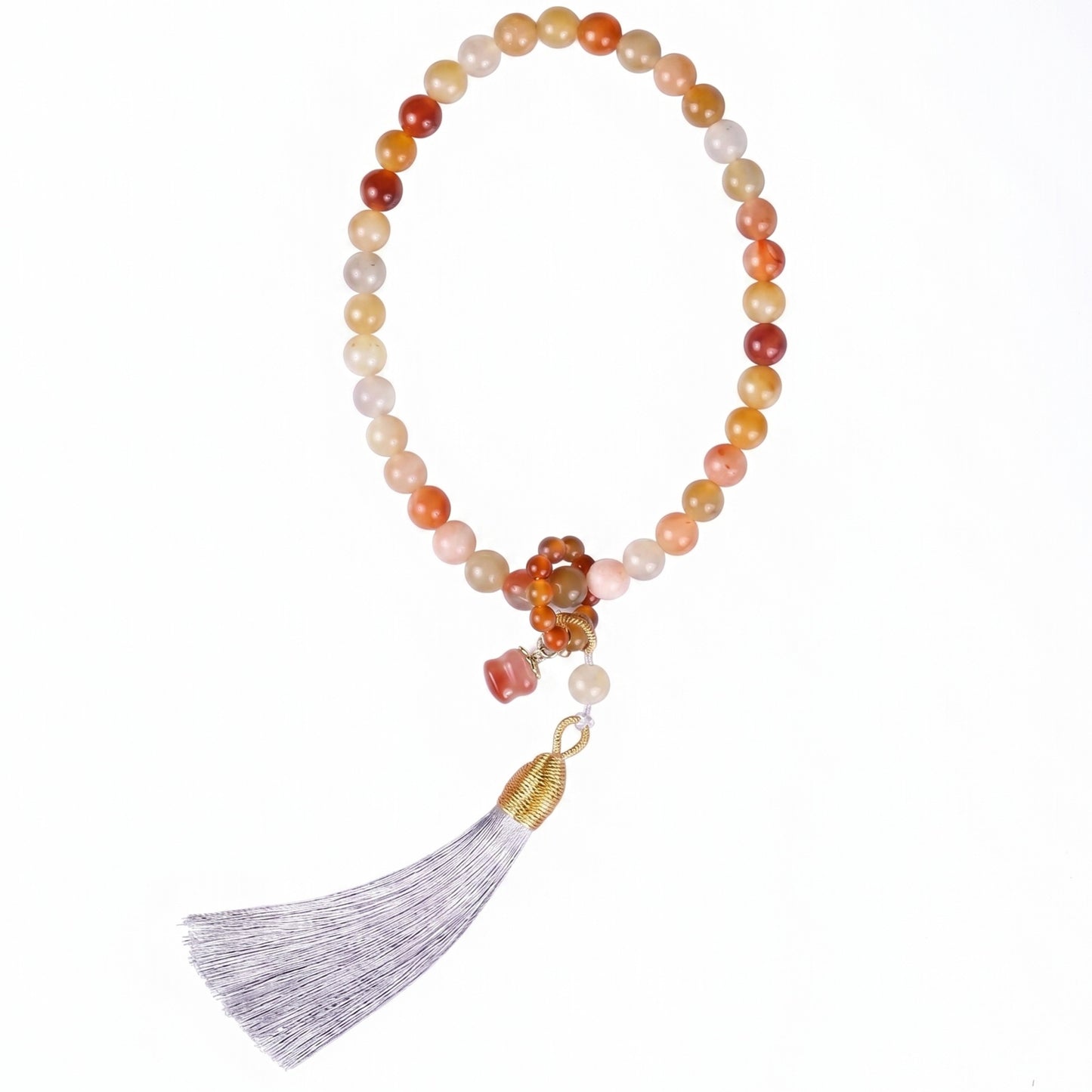 Golden Silk Jade Mala Style Bracelet for Women, Natural Stone Bead Wrist Jewelry with Polished Beads, Natural Polished Style for Daily Outfits, Meditation, Layering, and Gift Styling