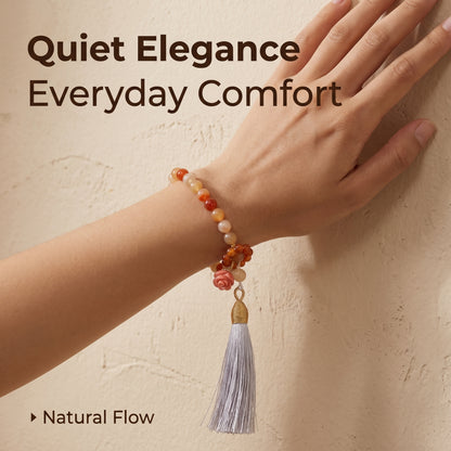 Golden Silk Jade Mala Style Bracelet for Women, Natural Stone Bead Wrist Jewelry with Polished Beads, Natural Polished Style for Daily Outfits, Meditation, Layering, and Gift Styling