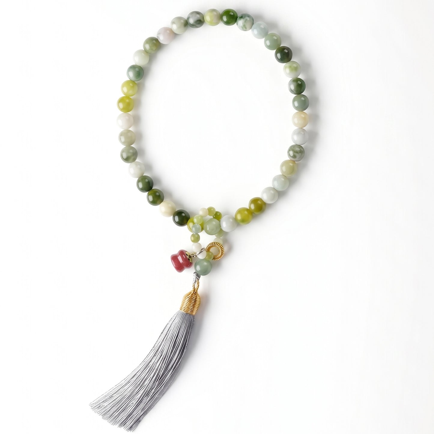 Xiuyu Jade Mala Style Bracelet for Women, Natural Stone Bead Wrist Jewelry with Polished Beads, Natural Polished Style for Daily Outfits, Meditation, Layering, and Gift Styling