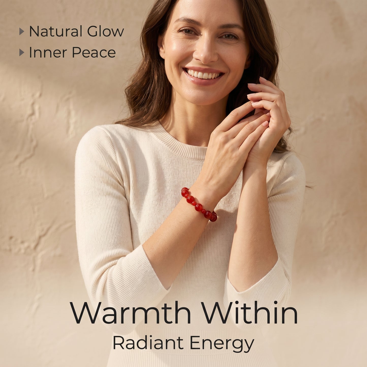 Red Agate Beaded Bracelet for Women, Natural Stone Bead Wrist Jewelry with Polished Beads, Warm Confident Style for Daily Outfits, Meditation, Layering, and Gift Styling