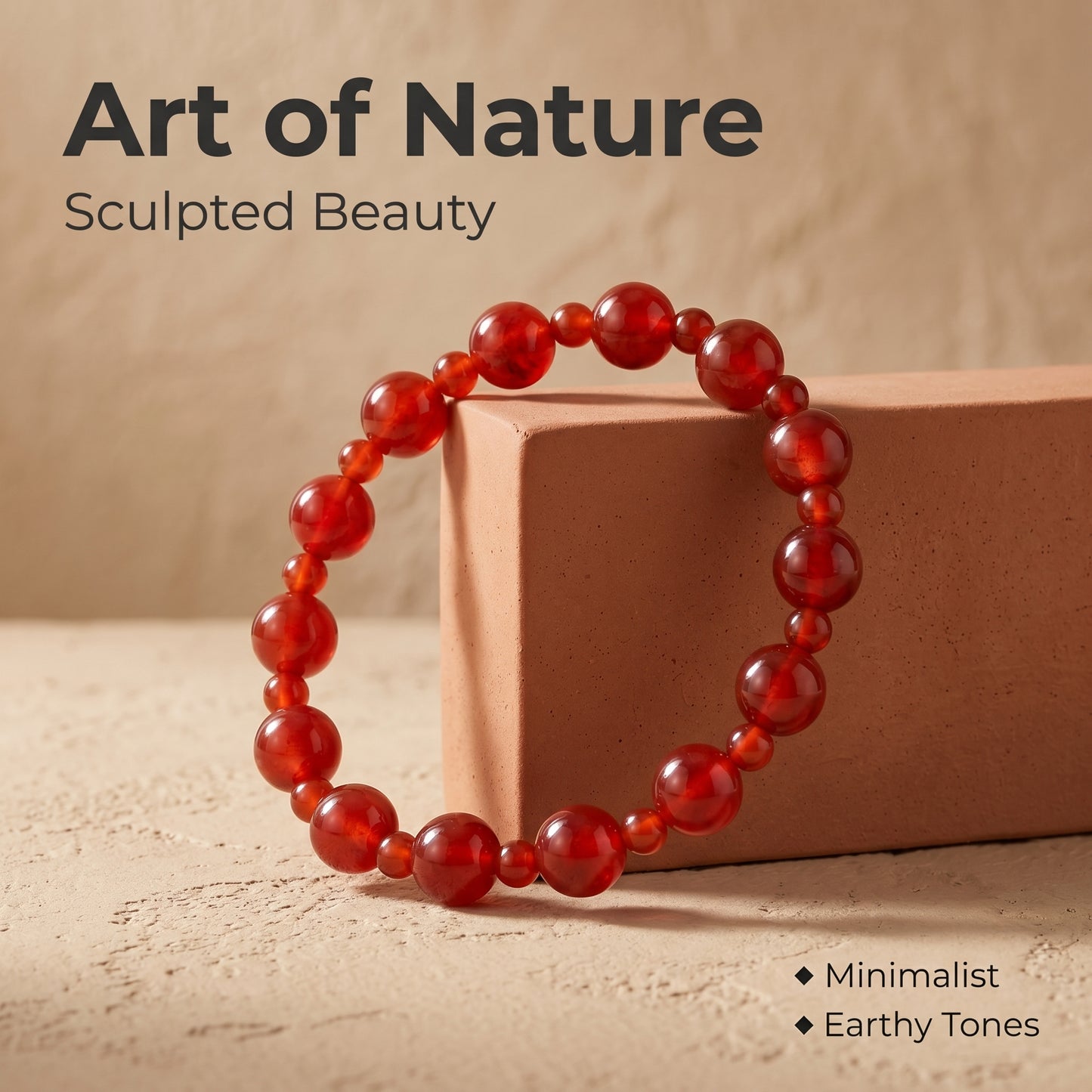 Red Agate Beaded Bracelet for Women, Natural Stone Bead Wrist Jewelry with Polished Beads, Warm Confident Style for Daily Outfits, Meditation, Layering, and Gift Styling