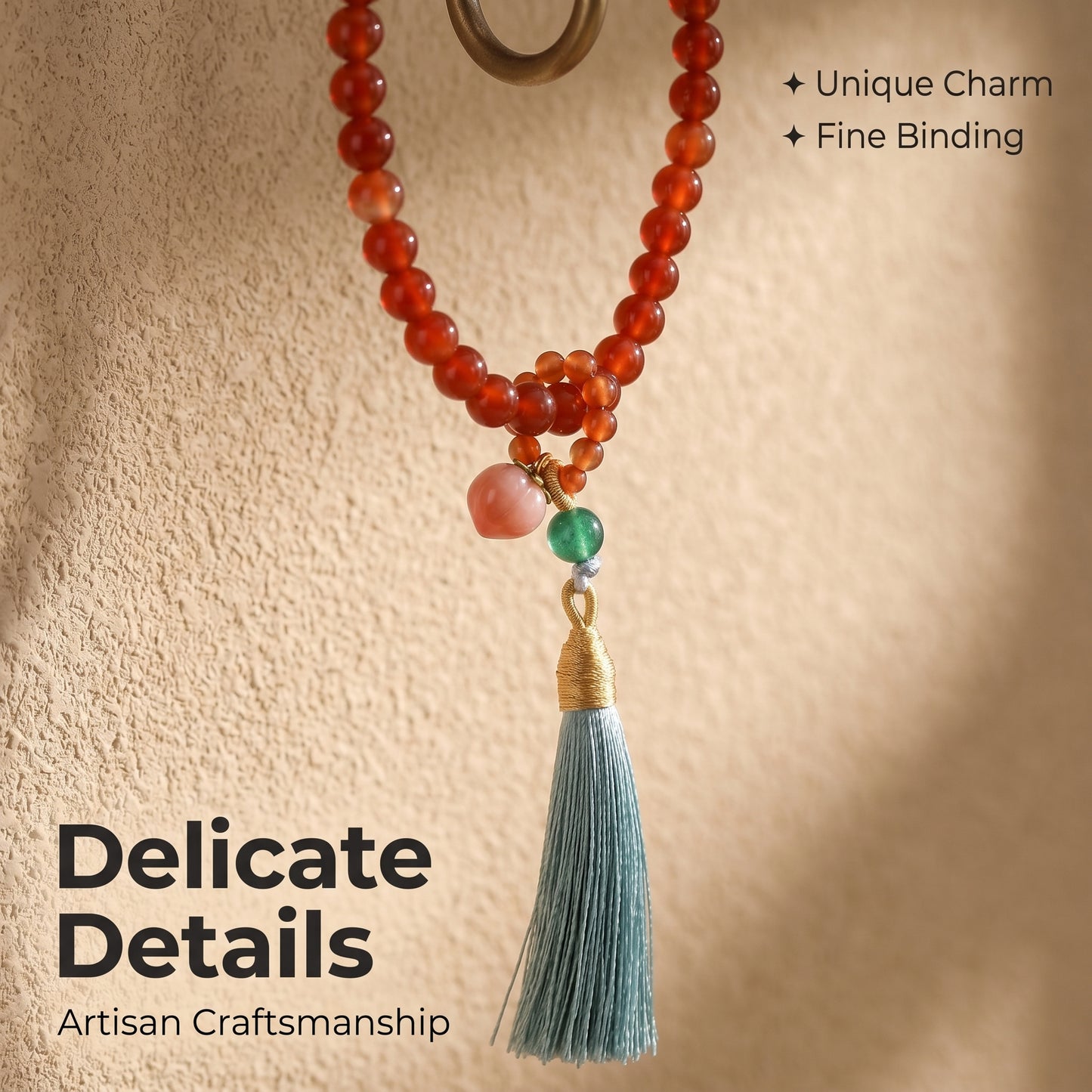 Red Agate Mala Style Bracelet for Women, Natural Stone Bead Wrist Jewelry with Polished Beads, Warm Confident Style for Daily Outfits, Meditation, Layering, and Gift Styling