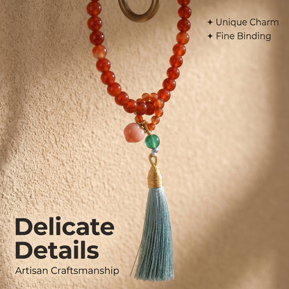 Red Agate Mala Style Bracelet for Women, Natural Stone Bead Wrist Jewelry with Polished Beads, Warm Confident Style for Daily Outfits, Meditation, Layering, and Gift Styling