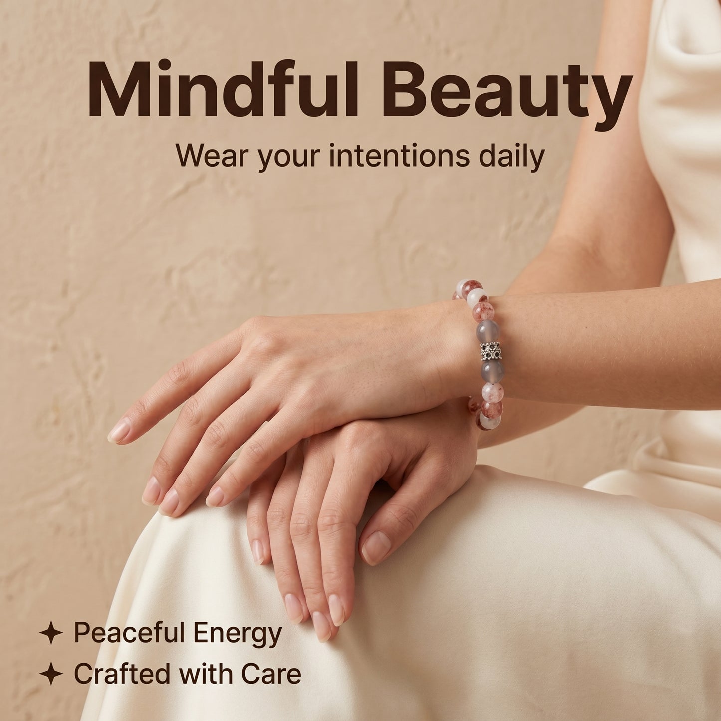 Koi Flower Agate Beaded Bracelet for Women, Natural Stone Bead Wrist Jewelry with Polished Beads, Natural Polished Style for Daily Outfits, Meditation, Layering, and Gift Styling