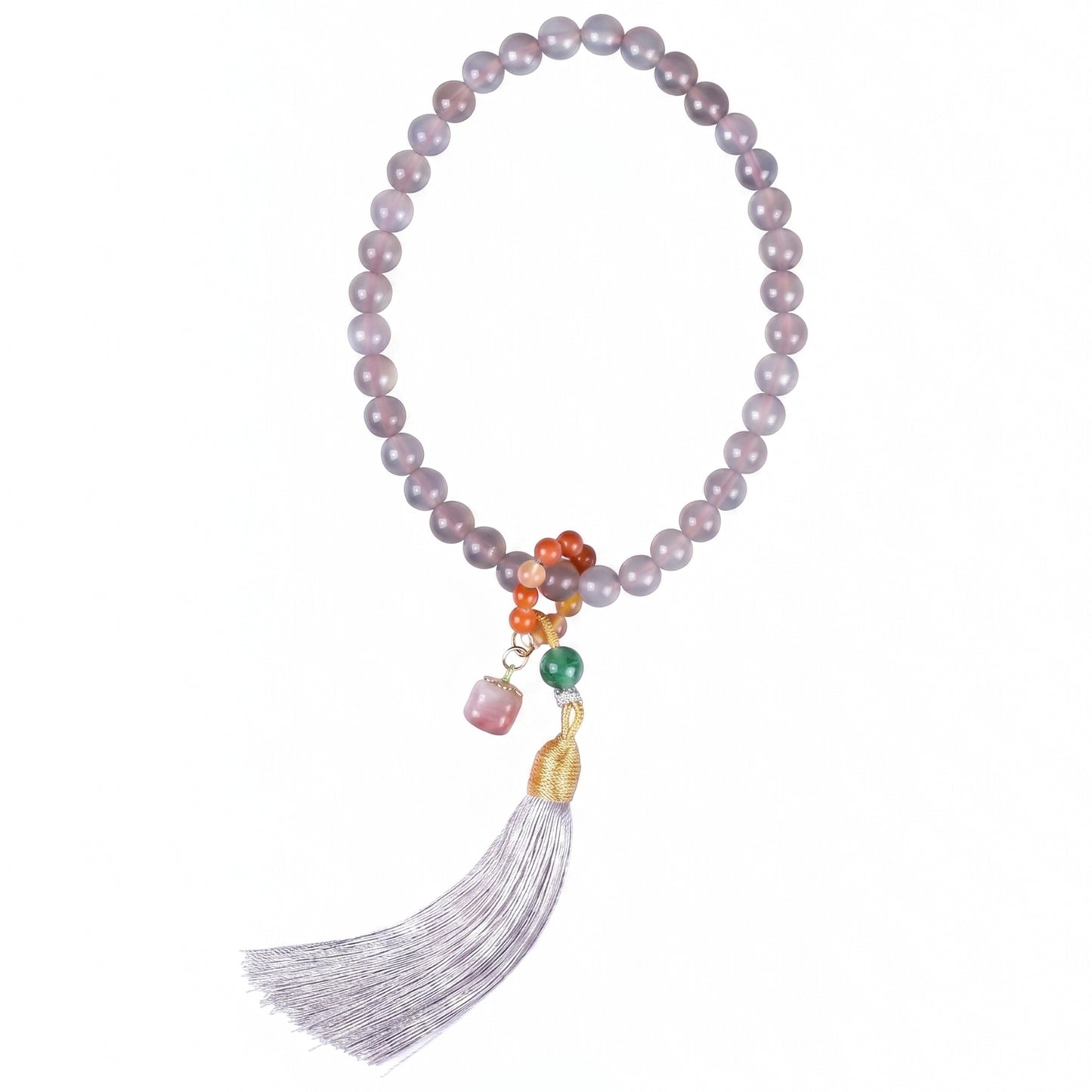 Smoky Agate Mala Style Bracelet for Women, Natural Stone Bead Wrist Jewelry with Polished Beads, Modern Grounded Style for Daily Outfits, Meditation, Layering, and Gift Styling