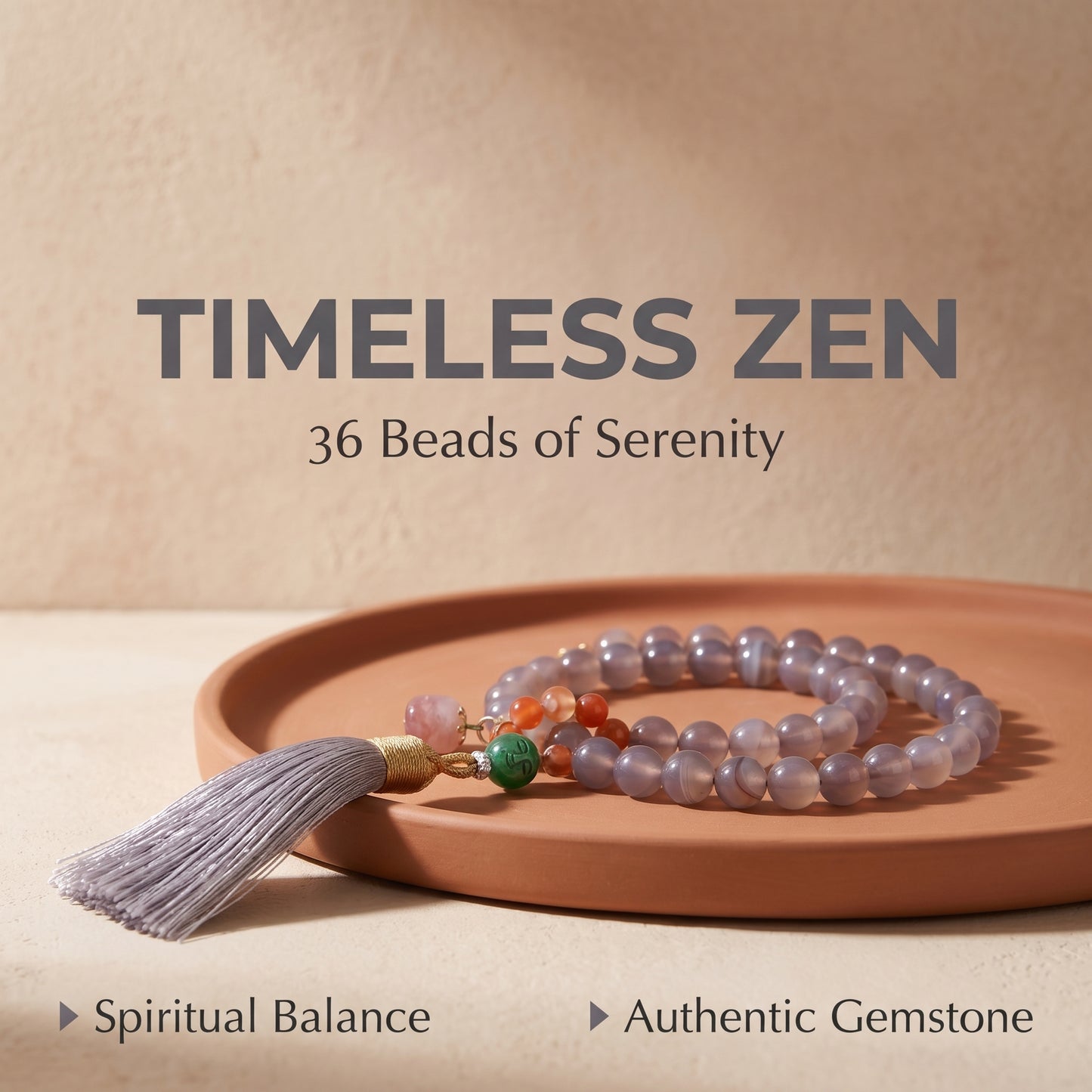Smoky Agate Mala Style Bracelet for Women, Natural Stone Bead Wrist Jewelry with Polished Beads, Modern Grounded Style for Daily Outfits, Meditation, Layering, and Gift Styling