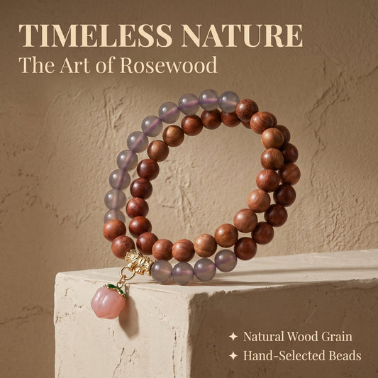 Rosewood Double Wrap Bracelet for Men and Women, Natural Wood Bead Wrist Jewelry with Polished Beads, Earthy Minimalist Style for Daily Outfits, Meditation, Layering, and Gift Styling