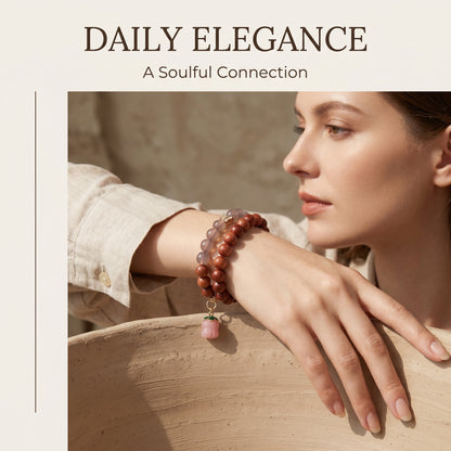 Rosewood Double Wrap Bracelet for Men and Women, Natural Wood Bead Wrist Jewelry with Polished Beads, Earthy Minimalist Style for Daily Outfits, Meditation, Layering, and Gift Styling
