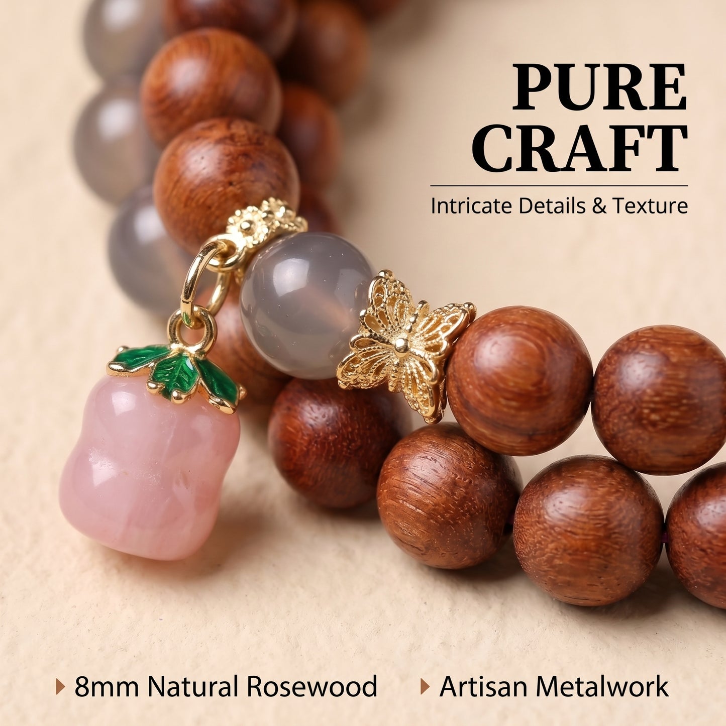 Rosewood Double Wrap Bracelet for Men and Women, Natural Wood Bead Wrist Jewelry with Polished Beads, Earthy Minimalist Style for Daily Outfits, Meditation, Layering, and Gift Styling