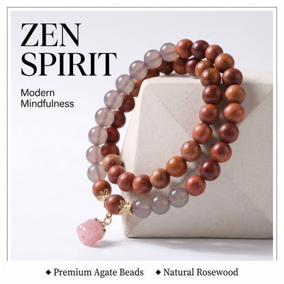 Rosewood Double Wrap Bracelet for Men and Women, Natural Wood Bead Wrist Jewelry with Polished Beads, Earthy Minimalist Style for Daily Outfits, Meditation, Layering, and Gift Styling