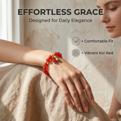 Koi Agate Beaded Bracelet for Women, Natural Stone Bead Wrist Jewelry with Polished Beads, Natural Polished Style for Daily Outfits, Meditation, Layering, and Gift Styling