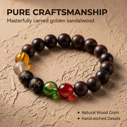 Golden Sandalwood Beaded Bracelet for Men and Women, Natural Wood Bead Wrist Jewelry with Polished Beads, Earthy Minimalist Style for Daily Outfits, Meditation, Layering, and Gift Styling
