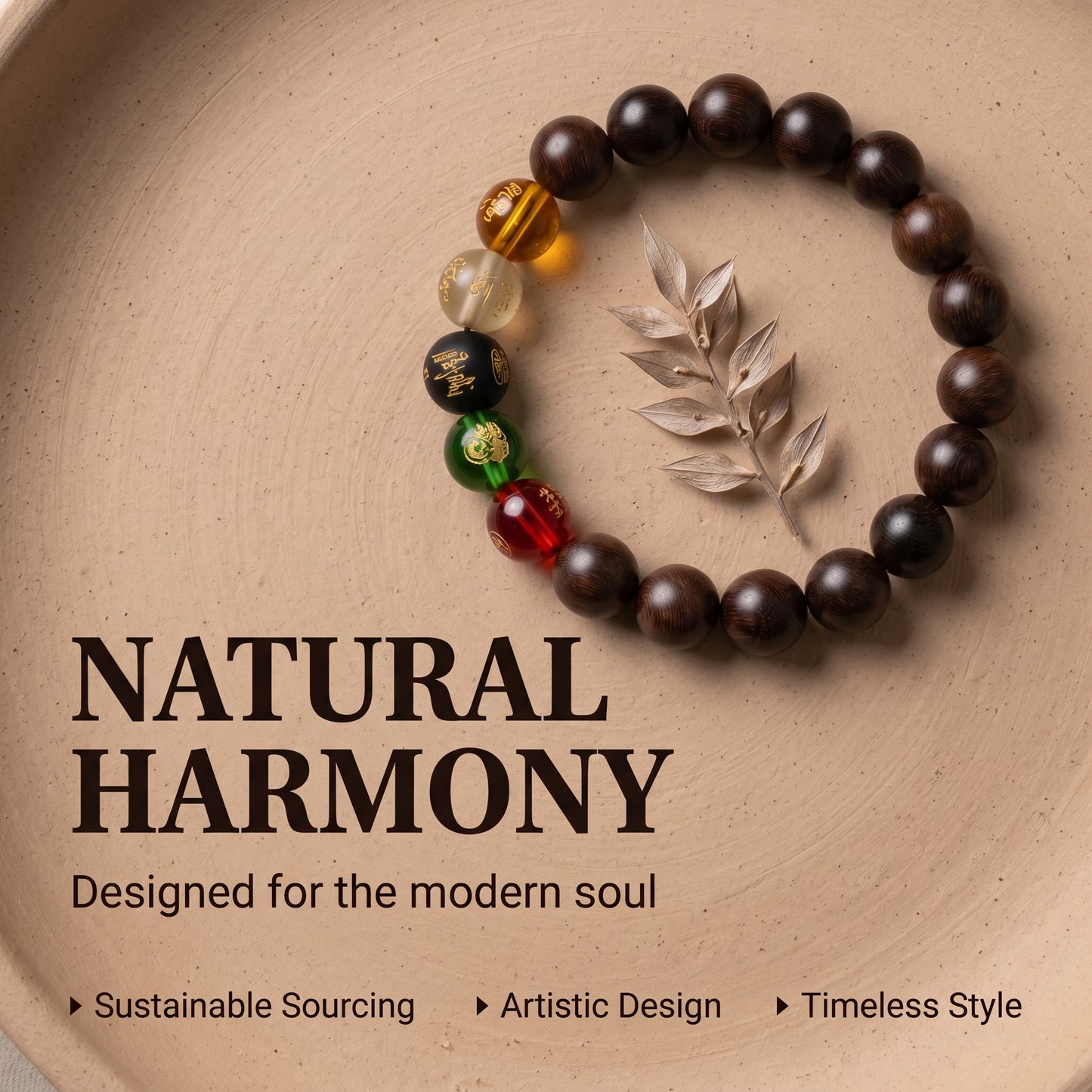 Golden Sandalwood Beaded Bracelet for Men and Women, Natural Wood Bead Wrist Jewelry with Polished Beads, Earthy Minimalist Style for Daily Outfits, Meditation, Layering, and Gift Styling
